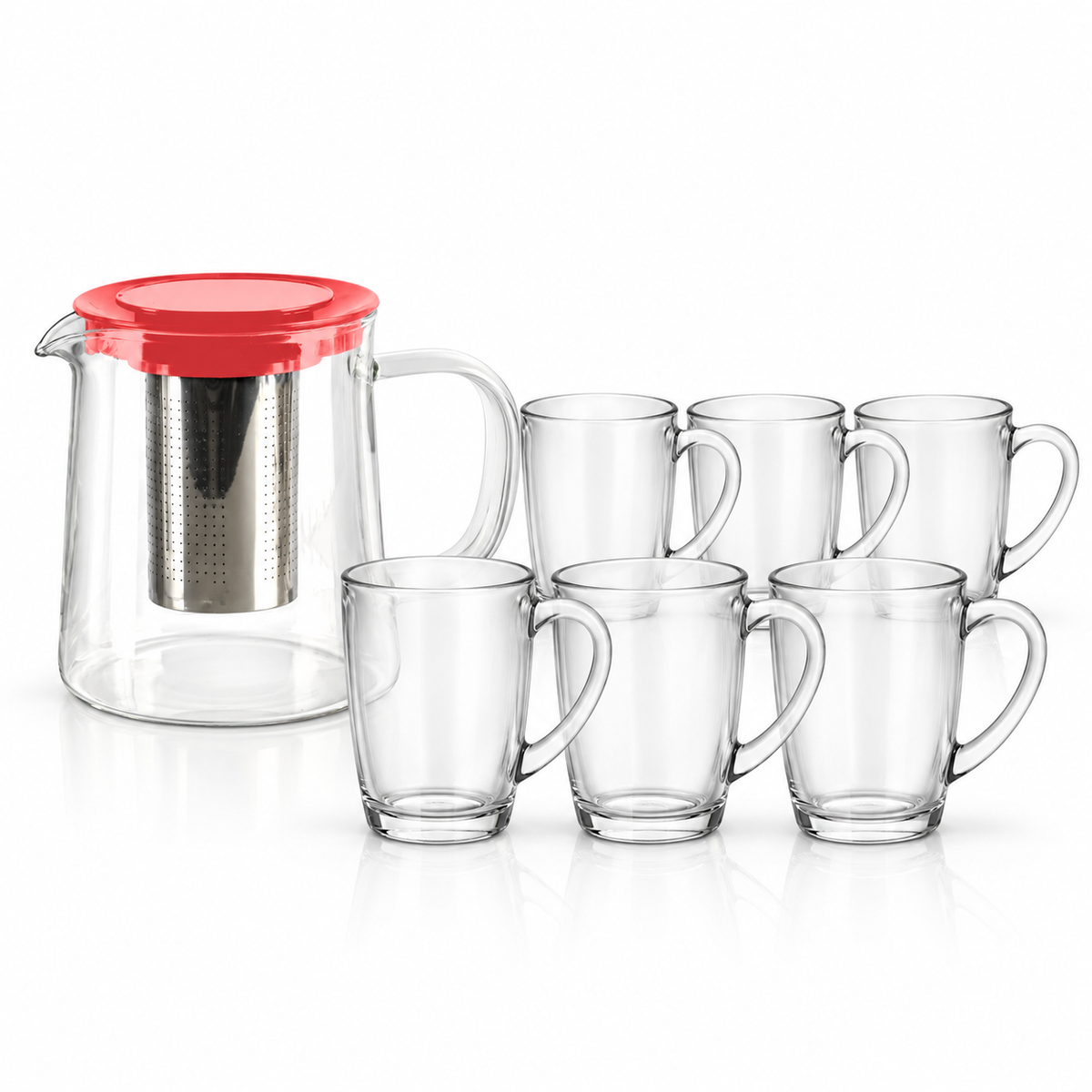 Pack tetera 850 ml salmón + set de 6 tazas