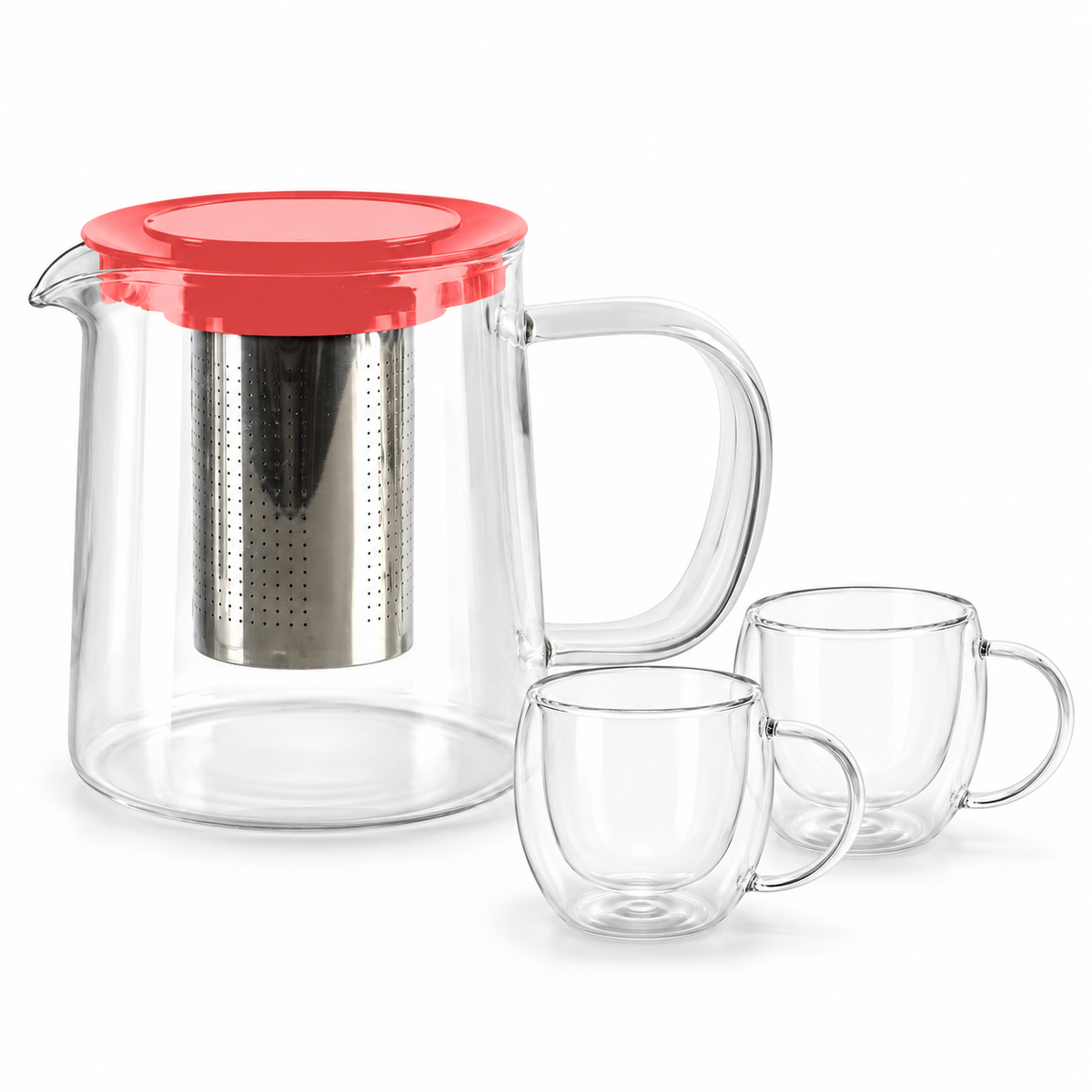 Pack tetera 850 ml salmón + 2 tazas boro
