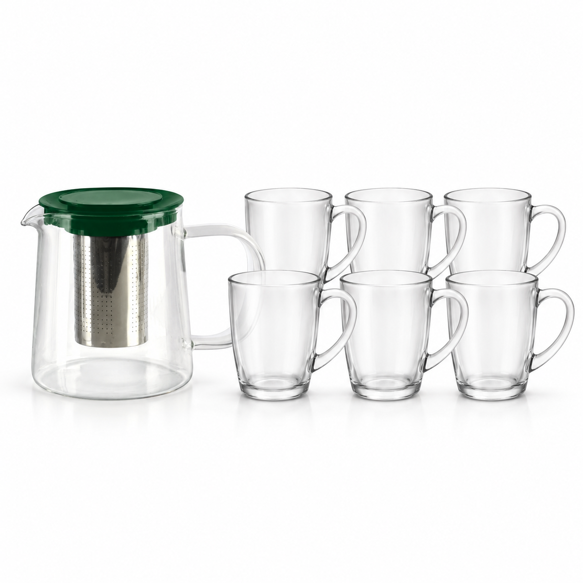 Pack tetera 850 ml verde + set de 6 tazas