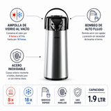 Thermos Thermo sifón de vidrio 1,9 L color acero con caja