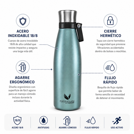 Thermos Botella hidratación acero inoxidable 750 ml – Ice Blue